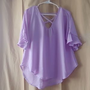 Sheer scoop back blouse XL